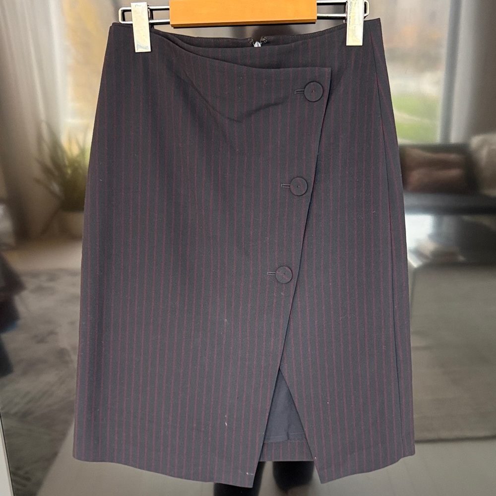 Club Monaco Black and Red Pinstripe Pencil Skirt
